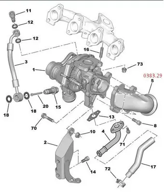 PSA 0383.29 Turbo Çıkış Borusu 0383.29