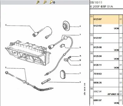 PSA 6123.87 Gösterge Teli Firsat 612387 6123.87 612387 612387 