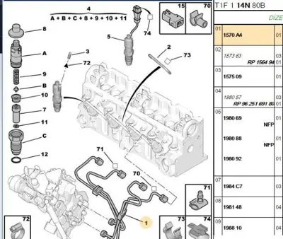 PSA 1570.A4 Enjektör Boru Takımı 1570A4