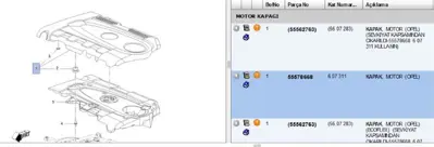PSA 55578668 Mtr Üst Muhaf Opel 55562763 55578668 5607283 607311