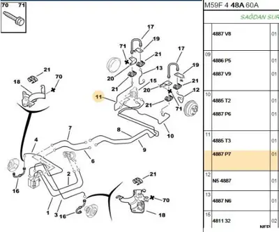 PSA 4887.P7 Fren Hidrolik Borusu  4887.P7