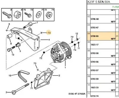 PSA 5708.80 Alternatör Gergi Suportu Firsat 570880 5708.80 570880 570880 570880
