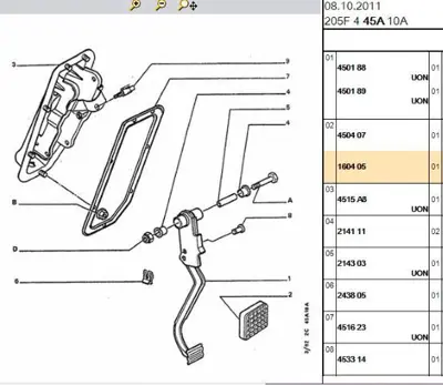 PSA 1604.05 Pedal Lastiği  1604.05