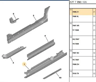 PSA 7008.Z1 Sağ Ön Marşpiel Sacı  7008.Z1