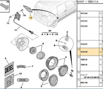 PSA 1518.59 Depo Kapak Açma Tel Kapak 1518.59