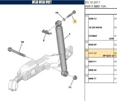 PSA 5223.12 Motor Kulak Bağlan Vidası 5223.12