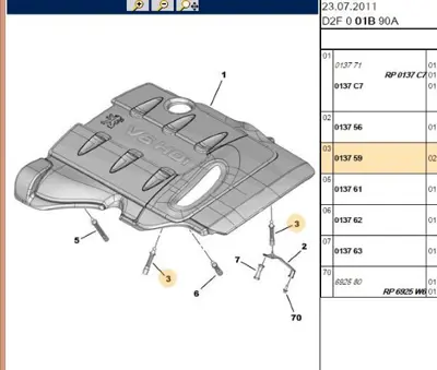 PSA 0137.59 Motor Üst Kapak Vidası 0137.59