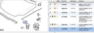 PSA 24436662 Lastik Tampon, Dayanak 1160703 24436662