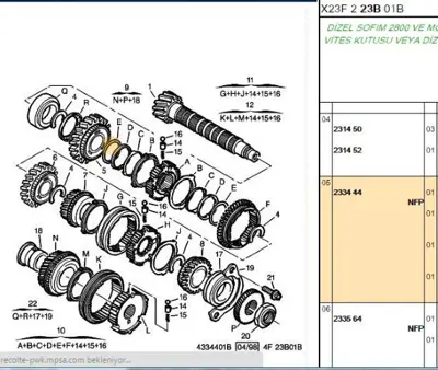 PSA 2334.44 1. Vites Dislisi 41 Dts  11×41  Boxer Dj5 - Dj5t - Dj5ted - Sofim 2.5 - 2.8 Mg5t 233444 2334.44 233444 233444 233444