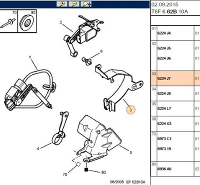 PSA 6224.J7 Otomatik Far Kaptör Ayağı 6224J7