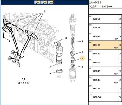 PSA 1984.85 Enjektor Memesi Dj5 Bosch 198485 1984.85 198485 198485 198485