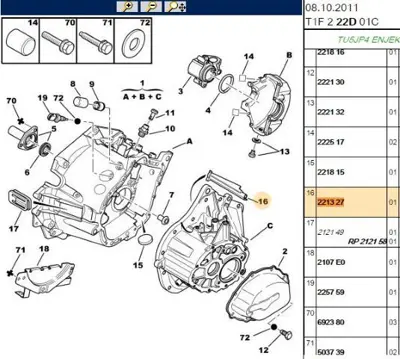 PSA 2213.27 Sanzuman Ust Hava Bakalit Peugeot 206 207 208 3008 301 306 307 Partner 221327 2213.27 221327 221327 