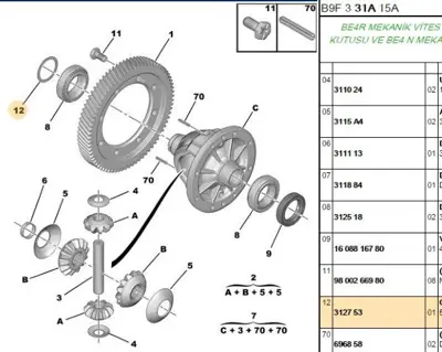 PSA 3127.53 Difransiyel Pulu 312753 312753 312753 312753 312753