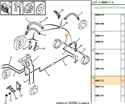 PSA 4887.C3 Fren Hidrolik Borusu  4887.C3