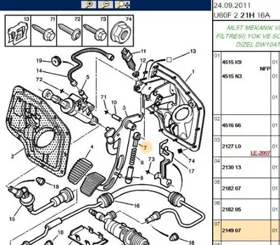 PSA 2149.07 Debriyaj Pedal Üst Takım  2149.07