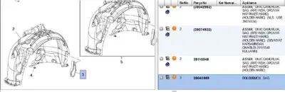 PSA 39043989 Ön Davlumbaz Parçası Sağ 13499848 39042982 39043989 39074932 39074934 39115548