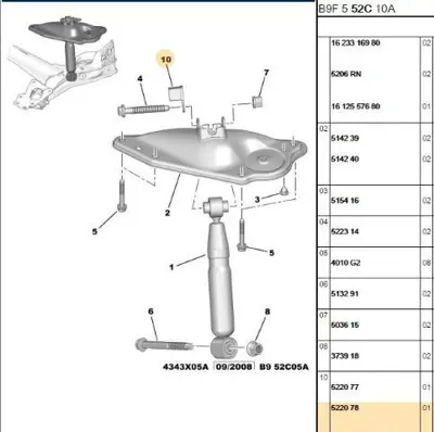 PSA 5220.78 Sağ Arka Amortısör Baglan 5220.78