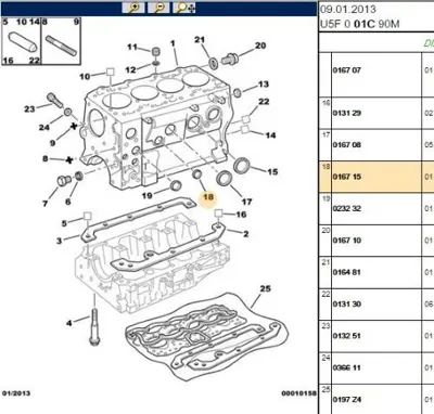 PSA 0167.15 Motor Blok Tapası 16715
