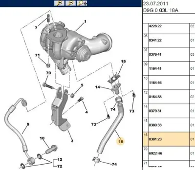 PSA 0381.23 Turbo Yağ Hortumu 0381.23