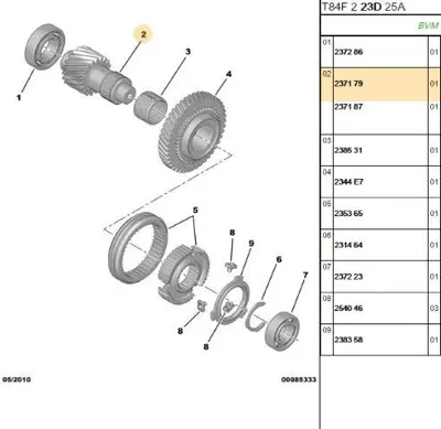 PSA 2371.79 Vites Dişli Mili  2371.79