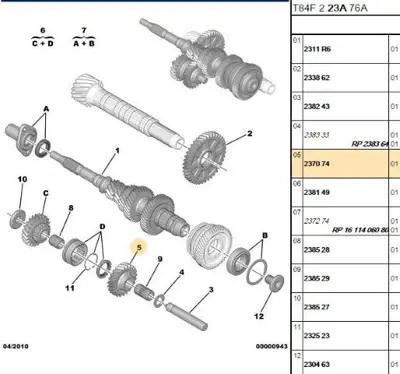 PSA 2370.74 Vites Ara İç Dişli  2370.74