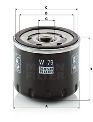 MANN FILTER  W79 Yağ Filtresi Clio Iii 05> Cliov 19> Fluence 09>logan 05>megane Ii 02>08 Megane Iii 09>  Master Ii 01> Qashqai 06>12 Juke 10> Micra V 16> 1.0 Sce 1.5 Dci 1.9 Dci 1520800Q0G W79 1520800Q0D 1651067JG0000 8200274858 1651084A12000 1651084A10 93181255 1651084A12 A2811800310