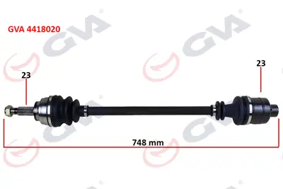 GVA  4418020 Komple Aks Sağ Laguna I 1.6 16v (93-01) (747mm) 7701471377 7700111939 122682 21721 T49182 7701352914 7700107400 7700104463 7701471173 7701470700