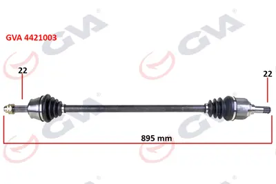 GVA  4421003 Komple Aks Sağ Palio 1.2-1.4-1.6 16v (Aks Lale'Li)(895mm) 46307899 FI8015 46307776 46307898 46307406 46307775