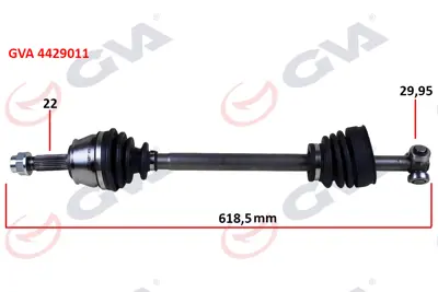 GVA  4429011 Komple Aks Sol Doblo 1.9d 01> (618mm) 46307998 655633 6551126 FI802 46307674 FI188L FI187L FI3282 HO101L 26103