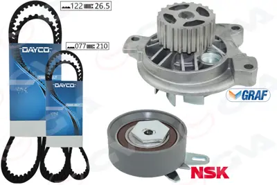 GVA  59WPK7571 Devirdaimli Triger Seti (122x26.5) Transporter T4 2.4d (90-03) (Aja) (K065323xs) 2 Kayiş+1 Gergi 074198119A 074198119F 074198119J