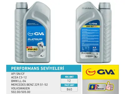 GVA  9920150 Motor Yaği 5w30 1 Lt Platinum Partiküllü-Dpf Tam Sentetik Api Sn/Cf 32942 32944 50200 2365949 65607 Longlife04 5W30LonglifePlus BM83212365933 83215A2AF87 2405948