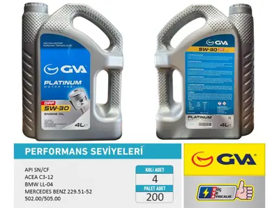 GVA  9920152 Motor Yaği 5w30 4 Lt Platinum Partiküllü-Dpf Tam Sentetik Api Sn/Cf 5W30 93165556 7711943761
