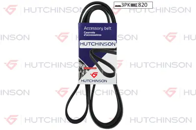 HUTCHINSON  3PK820 (820 K 3) Kanalli Kayiş Clio I 1.2-1.4 (90-98)-Suzuki Swift 1.0-1.3 (85-91) 3PK812 1752160B10 6185652 50928750 VKMV3PK814 812K3 1987947853 6680460 VKMV3PK815 3PK820