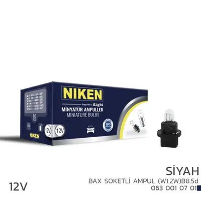 NIKEN  0630010701 Niken  12v  Bax Soketli Ampul(W1.2w)b8.5d Siyah 10l UNIVERSAL 20145102 11132 30672328 4896262SP22 24456222 5122064SP22 400129110SP22 220728 4904819SP22