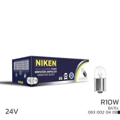 NIKEN  0630020408 Niken  24v 67 Ampul (R10w) Ba15s  10lu UNIVERSAL 20145102 11132 30672328 4896262SP22 24456222 5122064SP22 400129110SP22 220728 4904819SP22