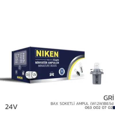 NIKEN  0630020702 Niken  24v  Bax Soketli Ampul (W1.2w)b8.5d Gri 10lu UNIVERSAL 20145102 11132 30672328 4896262SP22 24456222 5122064SP22 400129110SP22 220728 4904819SP22