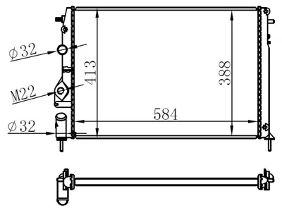 ORIS  MRN001023 Radyatör Mgn I-Scenic 1.4-1.6-1.8-2.0 16v (Ac+mek) Logan 1.5 Dci  (586x415x23) 7700425842 23807 BM264 58198 7280009 RA0230601 RT2241 CR493000S 80007Z 8MK376717441