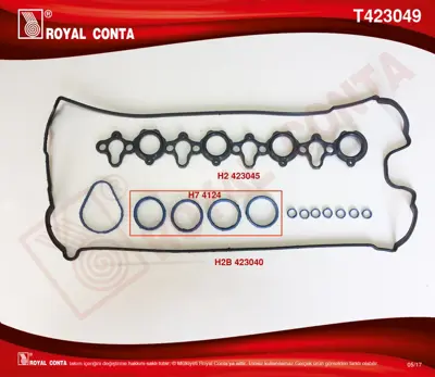 ROYAL CONTA  T423049 Subap Kapak Tk Conta Master 2.2-2.5 3000844601 3000951005 3000951790 3182997901 622223500 804529 821253 826317 826468 826639