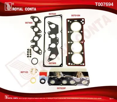 ROYAL CONTA WPI 2945924 A Motor Üst Takim Conta (Skt) R9 Broadway Rni-R19-Clioe6j-E7j 1.4 3000844601 3000951005 3000951790 3182997901 622223500 804529 821253 826317 826468 826639