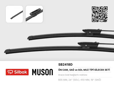 SİLBAK  SB2418D Silecek Süpürgesi 600/450mm (Muz Tipi) Mgn Ii 01/06 3000844601 3000951005 3000951790 3182997901 622223500 804529 821253 826317 826468 826639