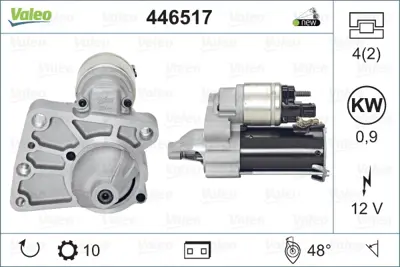 Valeo  446517 Marş Motoru Komple P208 12>19 P308 09>21 P508 10>18 P2008 13>18 Rzc 10>15 C3 09> C4 08>16 C5 09>16 Ds3 09>15 Ds4-Ds5 11>15 1.2-1.4-1.6 Vti-Thp Mini R56 5802AR 12417582309 V75500178004 8EA738258671 1106405 8080278 570520104 12417552697 DRS0103 1106406