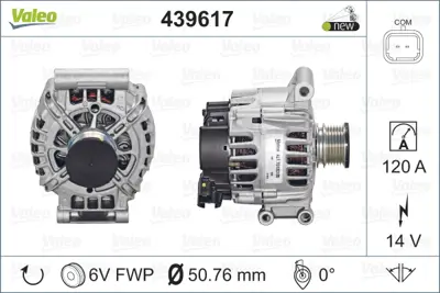 Valeo  439617 Alternatör P207-P208-P308-P508-P3008-P5008-Partner Tepee-Berlingo-C3-C4-C5-Ds3-Ds4 Mini Cooper 06=> 12317619254 A003TG5281ZEB 57101 TG12C061 5705CZ 285581 12317576513 A003TG5281ZED 5702J0 LRA2967
