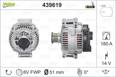 Valeo  439619 Alternator (14v 180a) Mercedes W639 B906 A6461541102 TG17C041 TG17C061 6461540102 2543498B 6461541102 DRA0198 2543498 2543498A 2543248A