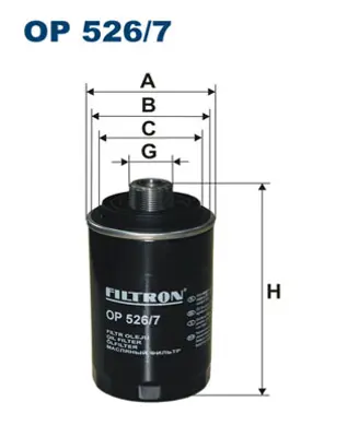 FILTRON  OP526.7 Yağ Filtresi Golf Vi-Passat 10>tiguan 07>t5 11>a3 04>a4 08>a6 11>octavia 09>leon 09> 2.0 Tfsi 06H115561 06J115561B 06A115555B