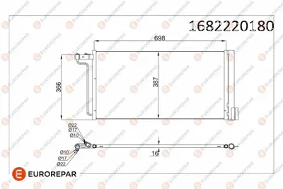 EUROREPAR  1682220180 Klima Radyatoru (Kondanser) Focus Iii 1.6ti &Nbsp;16v &Nbsp;11>c Max Grand C Max 1.6ti 16v 1>benzinli 1769313 2010987 8053035 AV6119710AA CO5685 1684204 350051 AV6419710AA AV6119710AB 8FC351003221