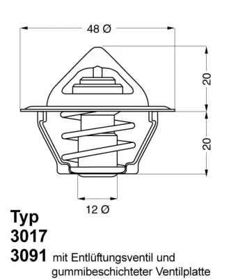 WAHLER  3017.92D2 Termostat Corsa A-B-Astra F-G-Vectra A-B-Ascona C-Kadett E-Cielo-Lanos (V1542/1) (1060.92.300) (92c) 1497689 820921 1338052 DTM92202 8192407 108788 3612111113 6100630 90573926 96143939