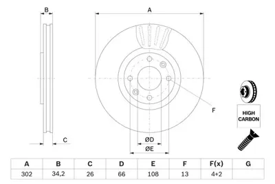Bosch 0986479548 Ön Fren Aynasi Corsa F (E) 19> Mokka E 20> 208 19> 2008 19> 308 07> 3008 09> 5008 09> C4 20> Ds5 15>  Ds3 18> (302x34x4dl Havali) 424964 DDF1676CD 986479C72 9A18514 24012601591PCSMS 424981 BS8438HC 610591 PEU118 6105910