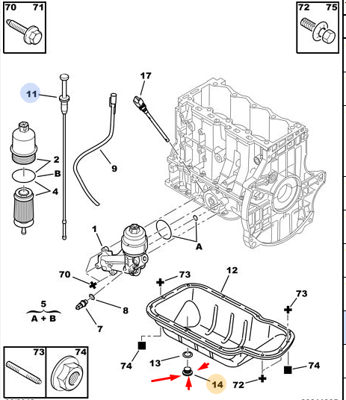 PSA  0163.93 Yağ Karter Tapasi Psa Bilimum 0163.93