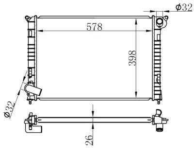 ORIS  BBM130026 Radyator Brazing Mt(578x398x26)mini Cooper 1.6 01+ / One 1.4/1.6 01+ 69703a 7509714 1023122 17107570821 BTP5763 69703A MN306R005A 17117570821 53807 8MK376749521 17107509714