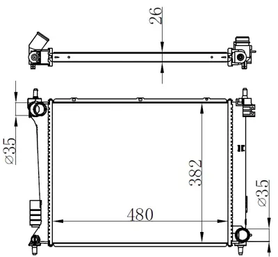 ORIS  BHY568026 Radyator Brazing At(480x382x26)i20 1.4/1.6 Crdi 09+ 67615 25310 4P200